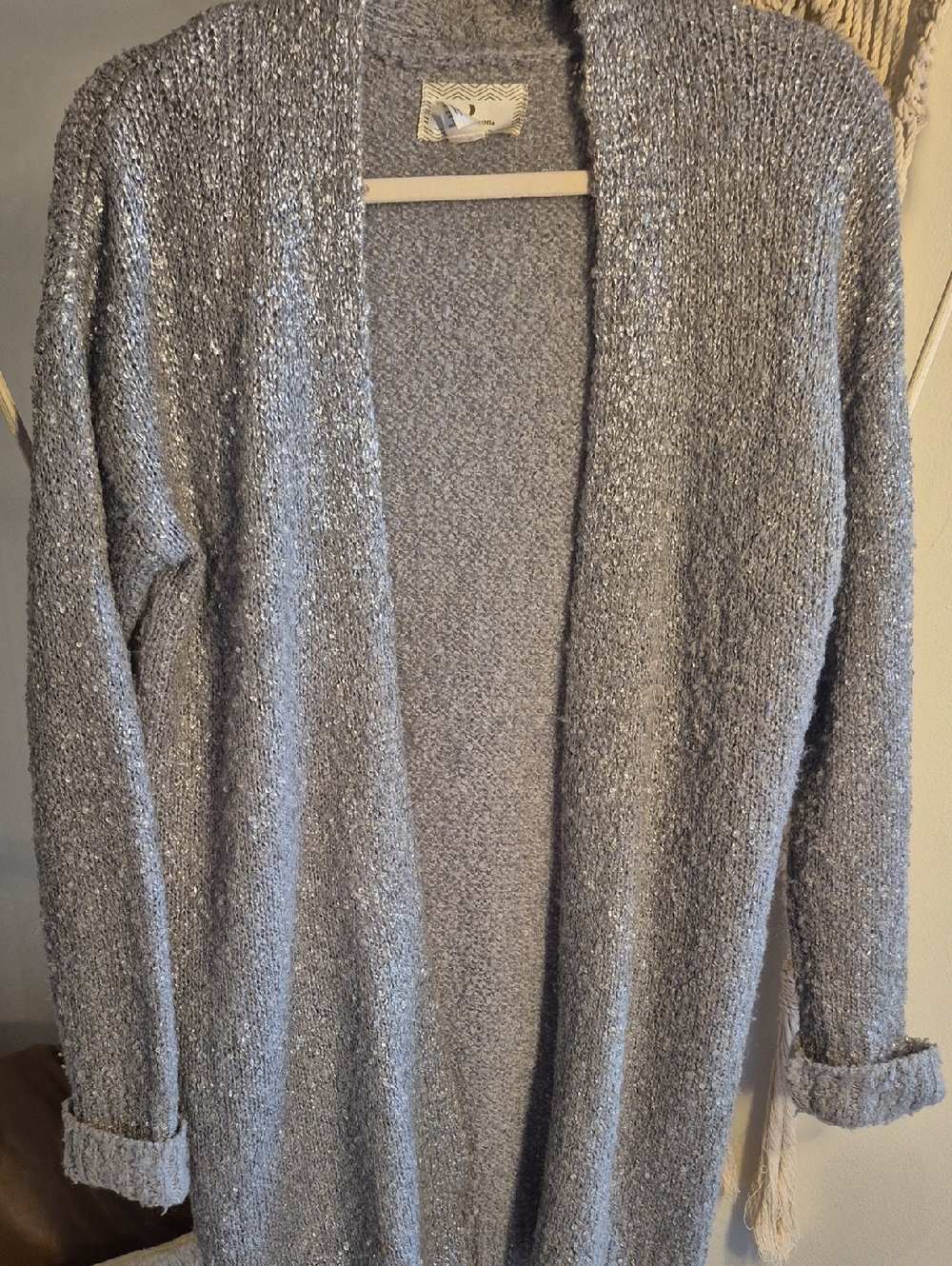 ruby moon Silver Metallic Open-Front Cardigan